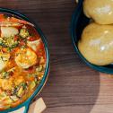 SEAFOOD OKRO WITH EBA