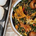 Edikang Ikong with Pounded Yam