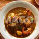 Seafood veggie banga soup