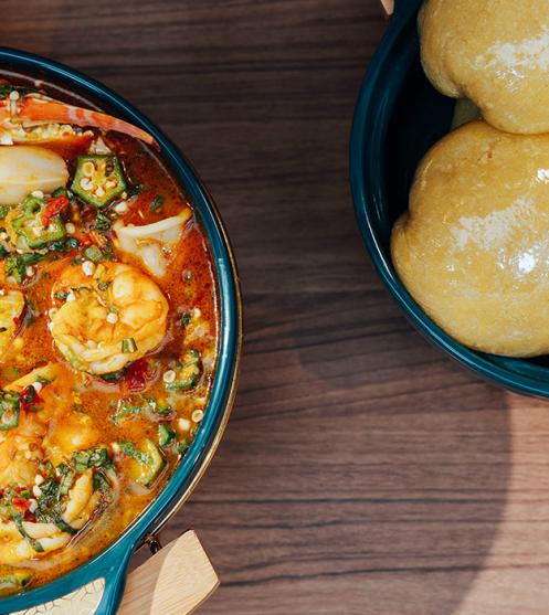 SEAFOOD OKRO WITH EBA