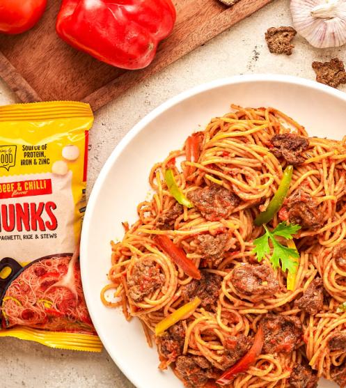 Spaghetti Jollof Soya Chunks