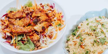 Chicken Kebab with Cabbage and Beans Salad